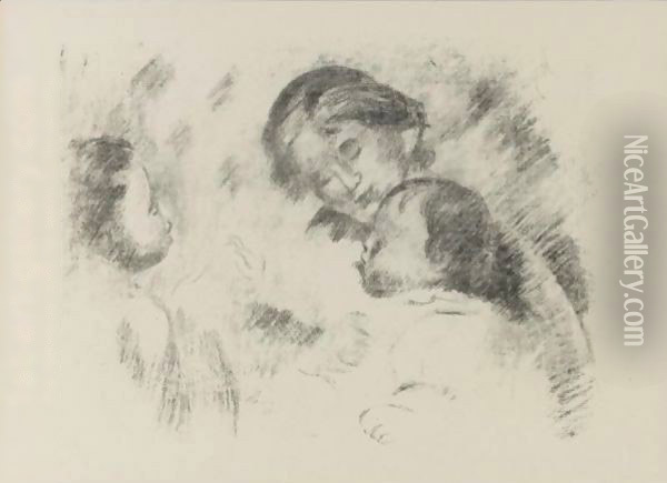 Une Mere Et Deux Enfants Oil Painting - Pierre Auguste Renoir