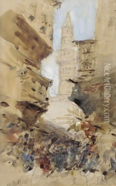 A Mosque In Cairo Oil Painting - Hercules Brabazon Brabazon