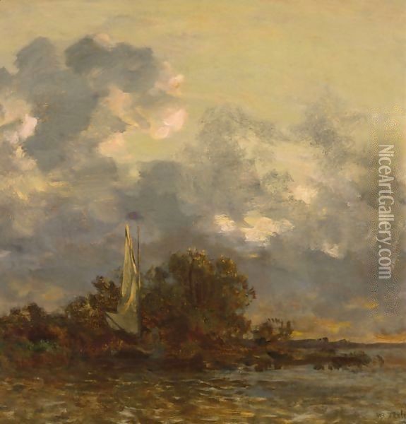 'Night Sailing' Oil Painting - Willem Bastiaan Tholen