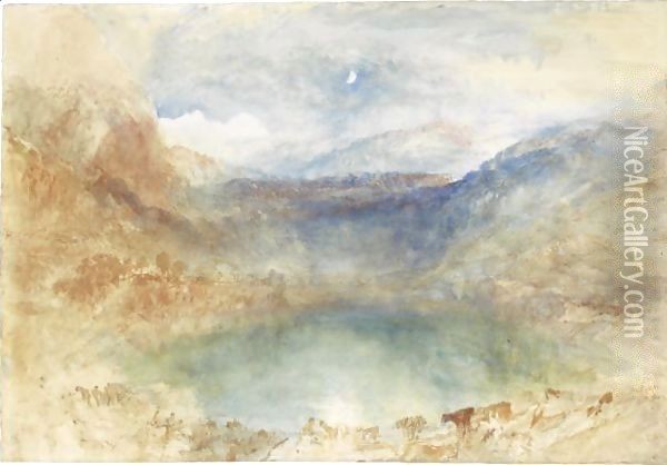 A Swiss Lake, Lungernzee Oil Painting - Joseph Mallord William Turner
