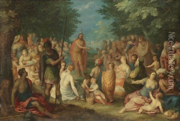 The Preaching Of St John The Baptist Oil Painting - Hendrik van Balen