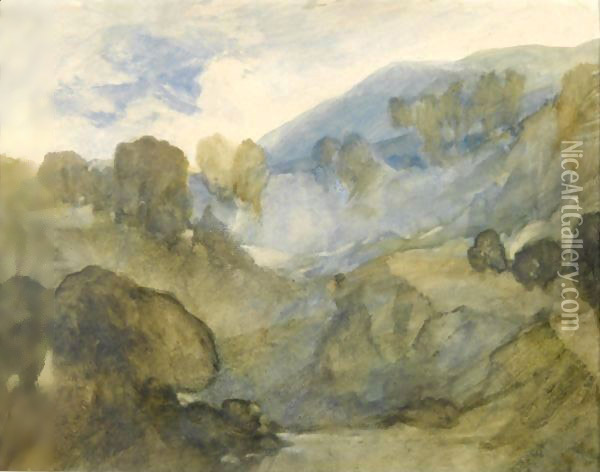 Mist In The Valley Oil Painting - John Sell Cotman