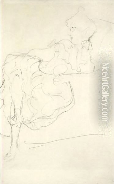 Sitzende Im Lehnsessel Nach Links Oil Painting - Gustav Klimt
