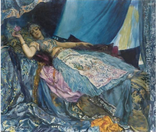 La Princesse Bleue Oil Painting - Georges Antoine Rochegrosse