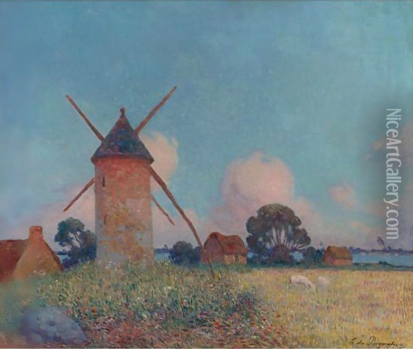 Moulin A Vent Dans Un Paysage Oil Painting - Ferdinand Loyen Du Puigaudeau