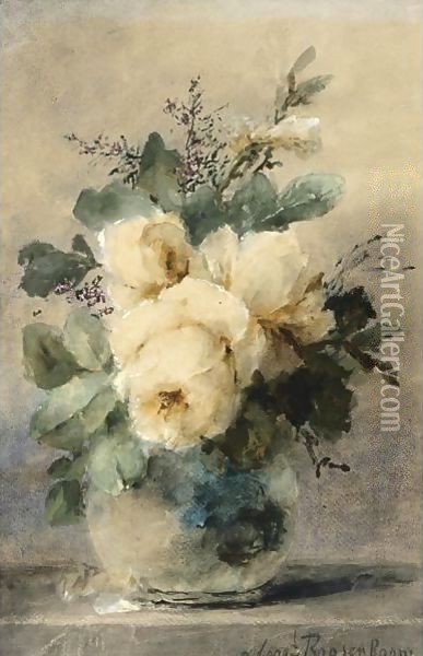 A Still Life With Peonies In A Vase 2 Oil Painting - Margaretha Roosenboom