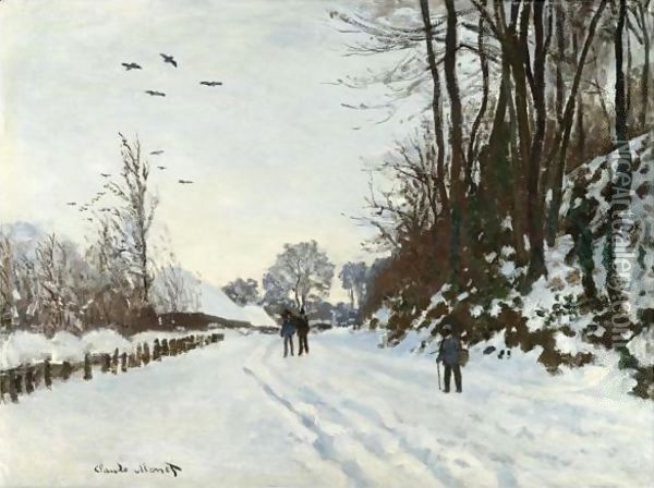 La Route De La Ferme Saint-Simeon En Hiver Oil Painting - Claude Oscar Monet