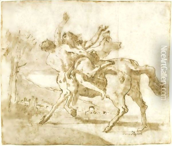 Nessus And Dejanira Oil Painting - Giovanni Domenico Tiepolo