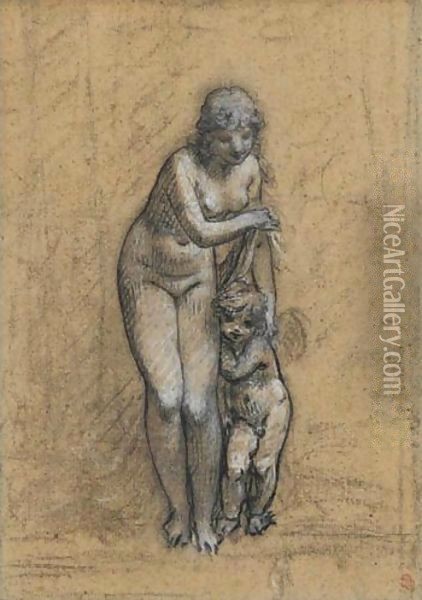 L'Amour Pris Par Les Ailes Ou Etude Pour Venus Au Bain Oil Painting - Pierre-Paul Prud'hon
