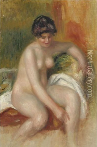Femme Nue Dans Un Interieur Oil Painting - Pierre Auguste Renoir