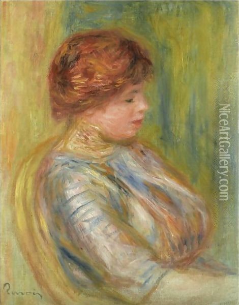 Portrait De Femme Assise Dans Un Fauteuil Oil Painting - Pierre Auguste Renoir