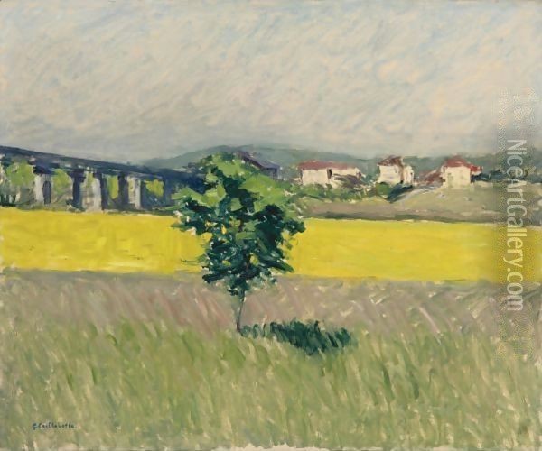 Prairie Au Pont D'Argenteuil Oil Painting - Gustave Caillebotte