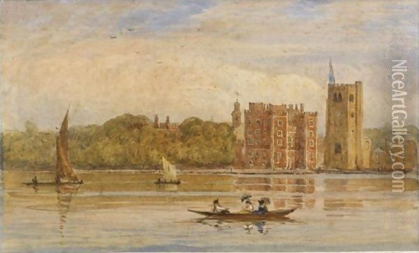 Boating Before Lambeth Palace, London Oil Painting - David Cox