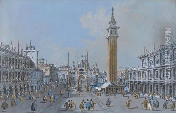 View Of Piazza San Marco Oil Painting - Giacomo Guardi