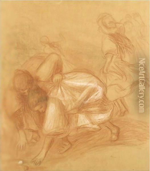 Jeune Filles Jouant A La Balle Or La Partie De Croquet Oil Painting - Pierre Auguste Renoir