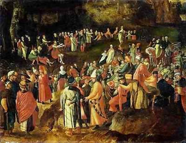 St. John the Baptist Preaching to the Mulititude Oil Painting - Herri met de Bles