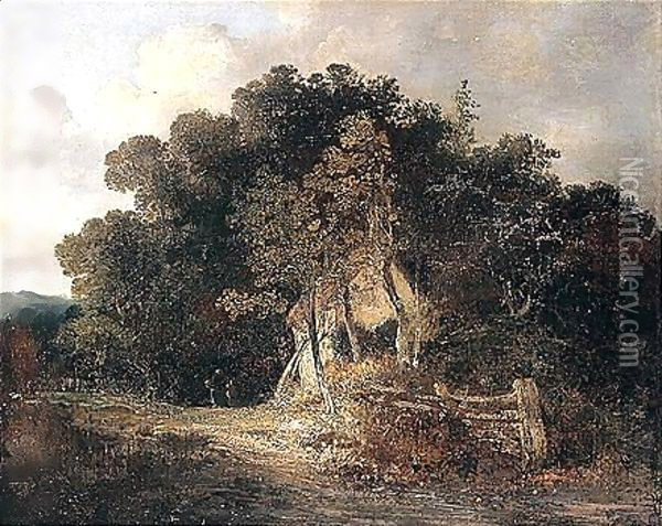 Wooded Landscape With Cottage, Near Norwich Oil Painting - John Crome