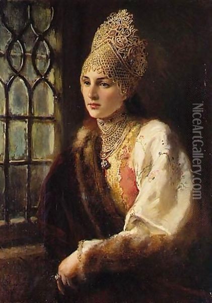The Boyarina Oil Painting - Konstantin Egorovich Egorovich Makovsky
