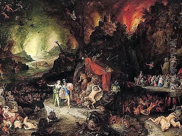 Aeneas And The Sibyl In The Underworld Oil Painting - Jan The Elder Brueghel