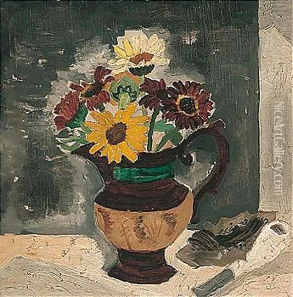 Daisies In A Lustre Jug Oil Painting - Christopher Wood