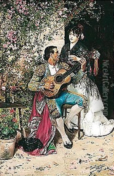 Serenata (The Serenade) Oil Painting - Jose Gallegos Y Arnosa