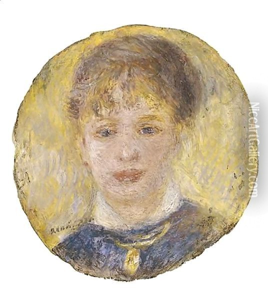 Tete De Femme (Jeanne Samary) Oil Painting - Pierre Auguste Renoir