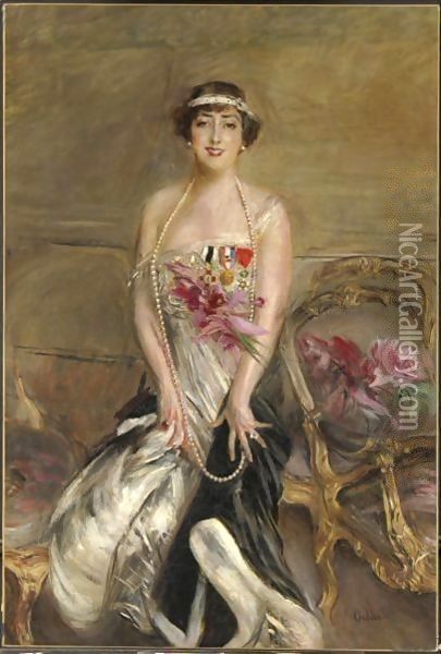 Ritratto Di Lady Michelham Oil Painting - Giovanni Boldini