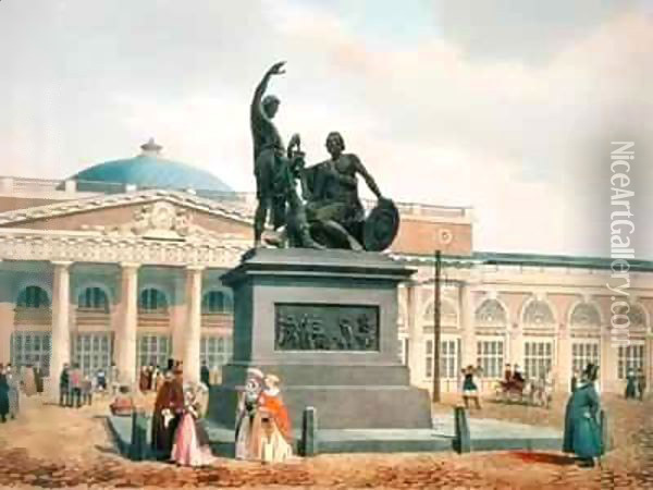The Minin and Pozharsky monument in Moscow Oil Painting - Felix Benoist