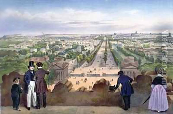General View of the Champs-Elysees, taken from the top of the Arc de Triomphe Oil Painting - Felix Benoist