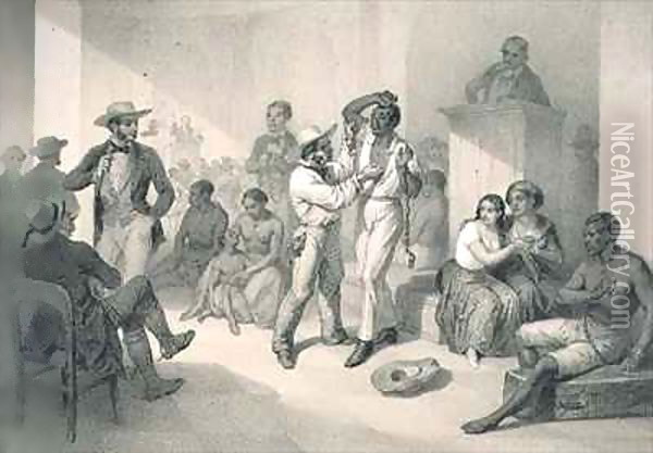 The Sale of Uncle Tom at the Slave Market, plate 9 from 'Uncle Tom's Cabin' Oil Painting - Adolphe Jean-Baptiste Bayot