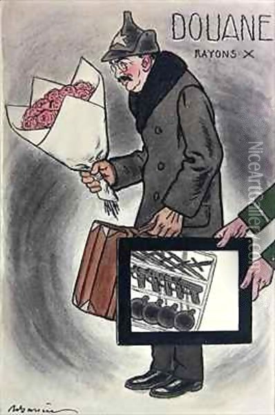 Cartoon of the Soviet Ambassador to France, Valerian Devgalevsky Oil Painting - Adrien Barrere