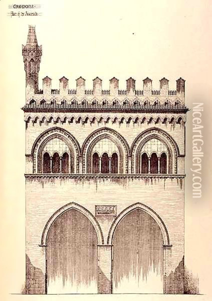 Palace of the Jurisconsults, Cremona, Italy, built in 1292, from 'Examples of the Municipal, Commercial, and Street Architecture of France and Italy from the 12th to the 15th Century' Oil Painting - R. Anderson