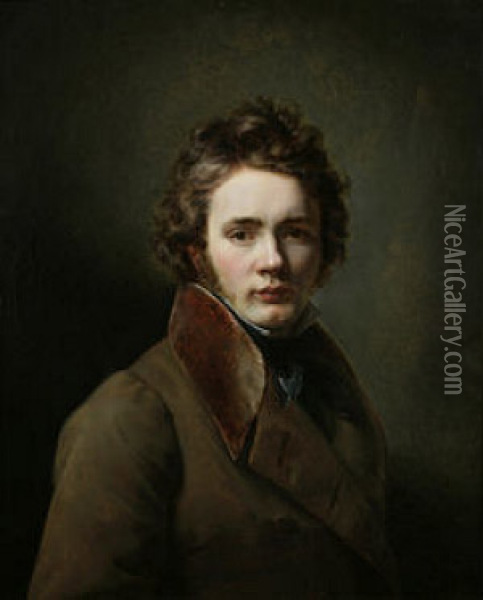 Self Portrait Oil Painting - Jean Augustin Franquelin