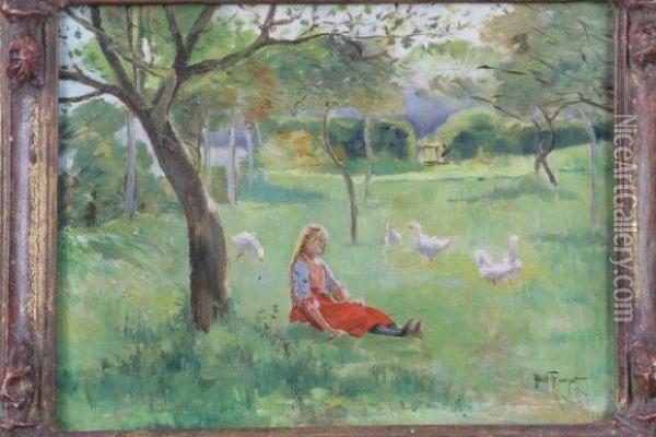 La Petite Gardienne D'oies Oil Painting - Louis Abel-Truchet