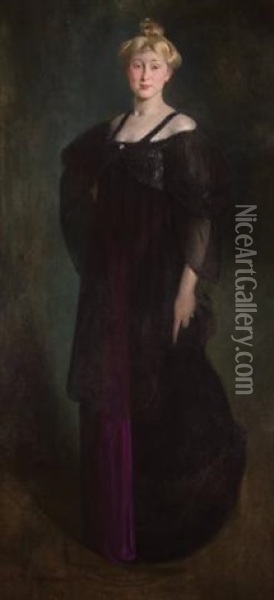 Woman In Black (portrait Of Mrs. Paul W. Bartlett) Oil Painting - John White Alexander