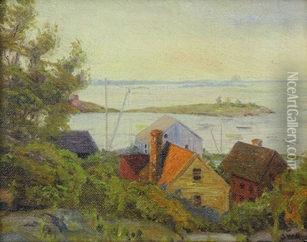 Fishing Village Scene (study) Oil Painting - John White Alexander
