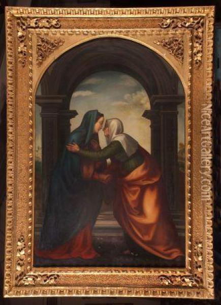 The Visitation Of St Elizabeth To The Virgin Mary Oil Painting - Mariotto Albertinelli