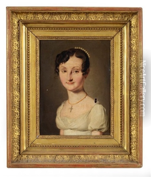 Portrait De Jeune Fille Au Peigne Orne De Perles Oil Painting - Louis Leopold Boilly