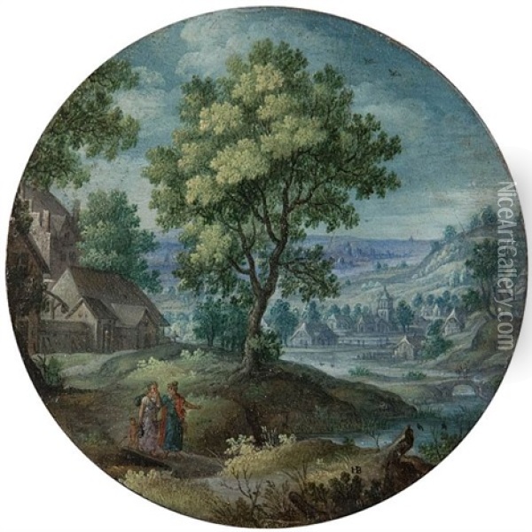 Miniature Landscape With The Expulsion Of Ismael And Hagar By Abraham Oil Painting - Hans Bol