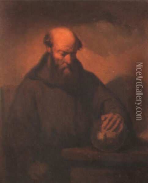 The Monk Oil Painting - Ferdinand de Braekeleer the Elder