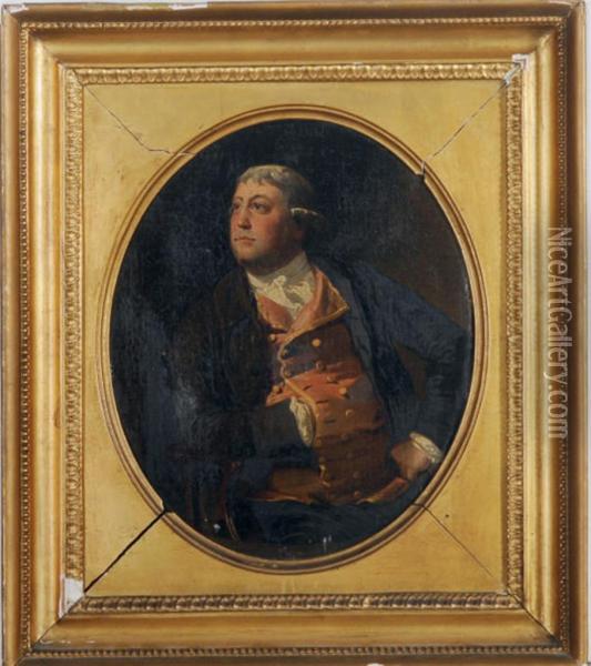 Portrait Of A Seated Gentleman, Three-quarter Length Oil Painting - Francis Alleyne