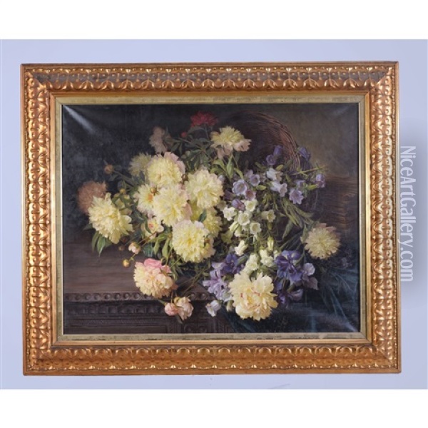 Basket Of Flowers Oil Painting - Hans Buchner