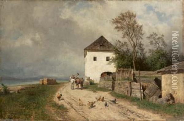 Paesaggio Rurale Con Contadini Oil Painting - Wilhelm Ambros