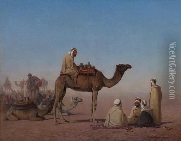 Bedouin Resting Oil Painting - Henrik Ankarcrona