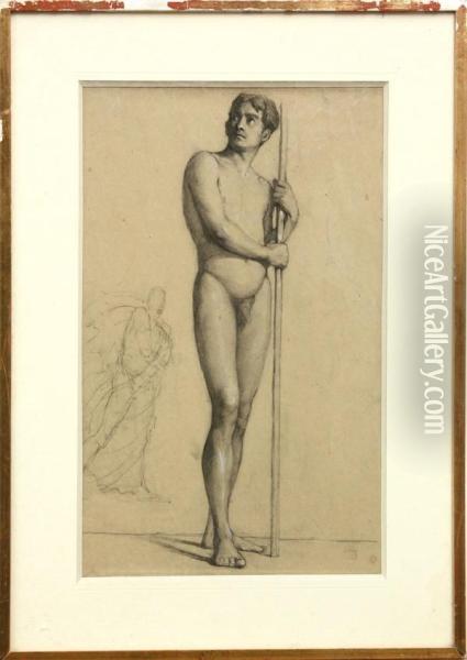 Standing Male Nude Oil Painting - Louis Appian