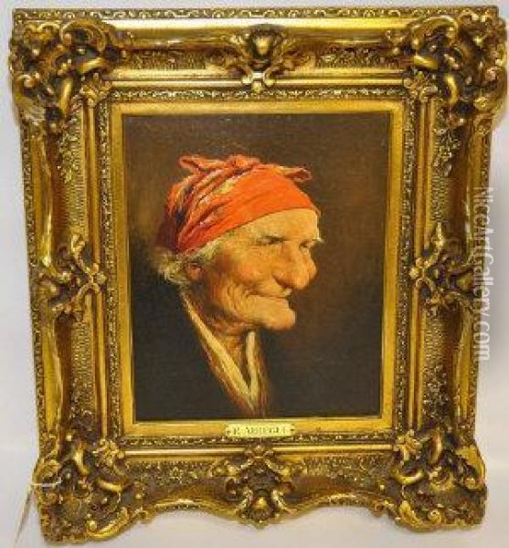 Portrait Old Woman Oil Painting - Roman Arregui