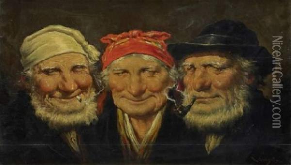 Trois Tetes De Hommes Oil Painting - Roman Arregui