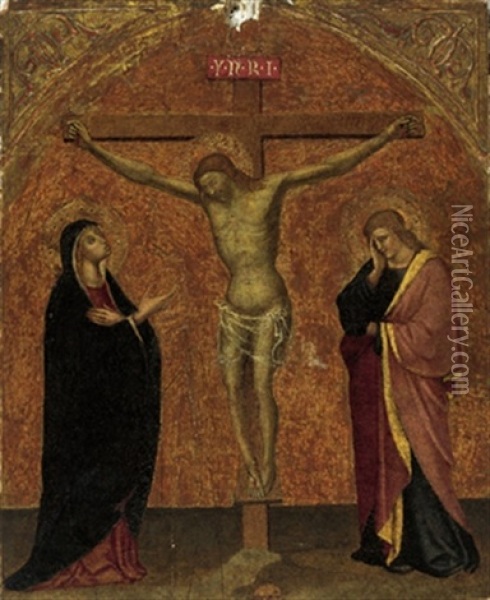 Il Crocifisso Tra La Madonna E San Giovanni Battista Oil Painting - Niccolo di Pietro Gerini