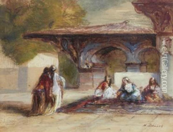Scene Orientaliste Oil Painting - Hippolyte Omer Ballue