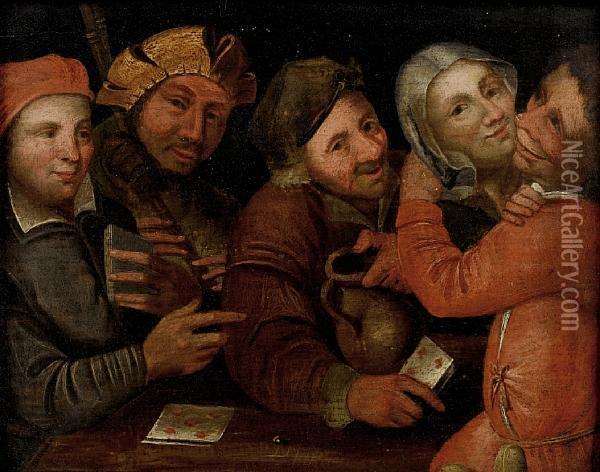 Card Players Oil Painting - Peeter Baltens
